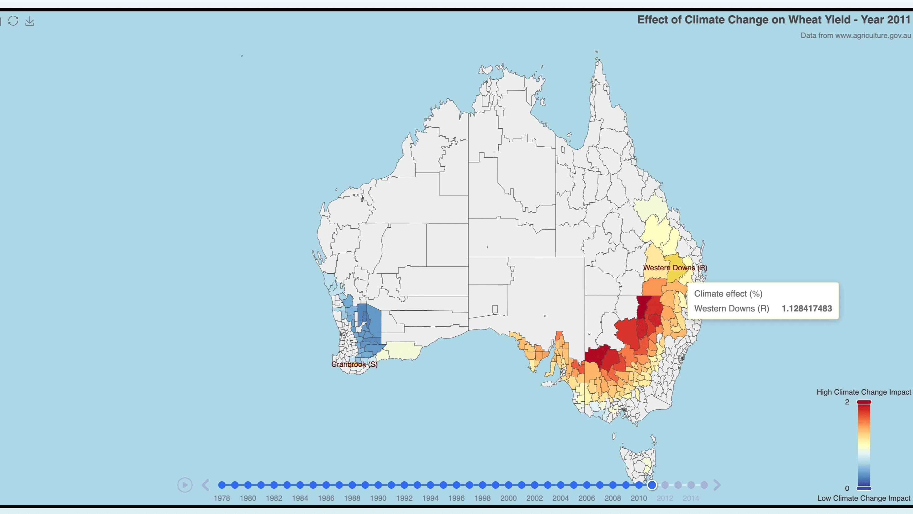 Choropleth Map - Australia and Climate Change